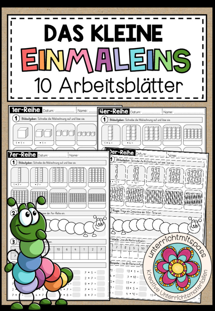 DAS KLEINE EINMALEINS – 10 Arbeitsblätter (A4) + Lösung