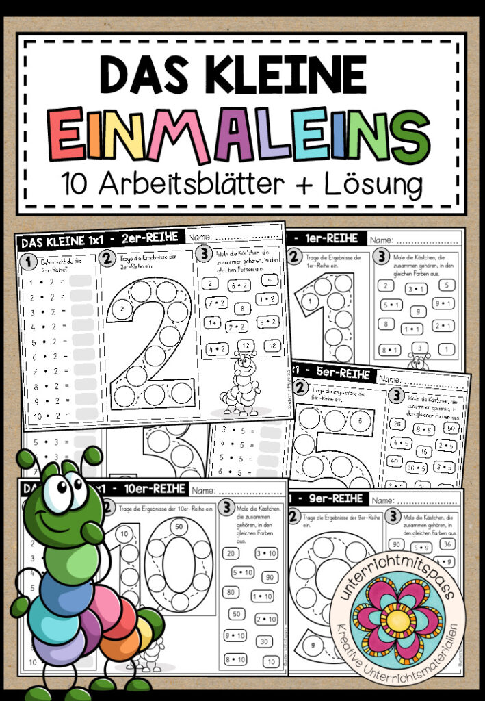 DAS KLEINE EINMALEINS – 10 Arbeitsblätter (A5) + Lösung