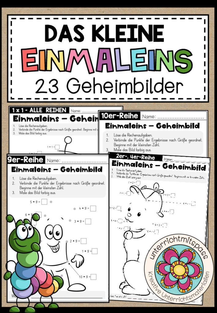 DAS KLEINE EINMALEINS – 23 Geheimbilder (Arbeitsblätter)