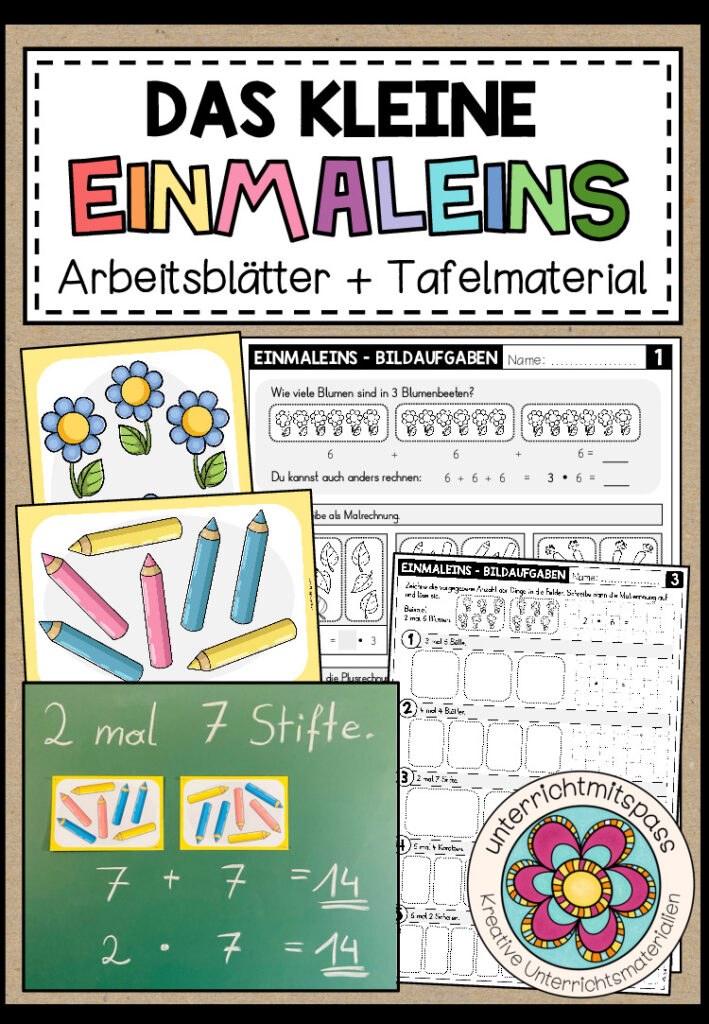 DAS KLEINE EINMALEINS – Bildaufgaben (Arbeitsblätter + Tafelmaterial)