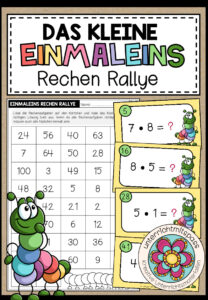 RECHEN RALLYE (Einmaleins) – 42 Kärtchen + Arbeitsblätter