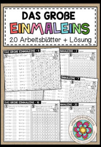 DAS GROßE EINMALEINS – 20 Arbeitsblätter (A5) + Lösung
