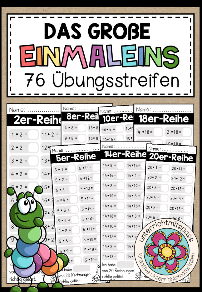DAS GROßE EINMALEINS – Übungsstreifen (Arbeitsblätter)