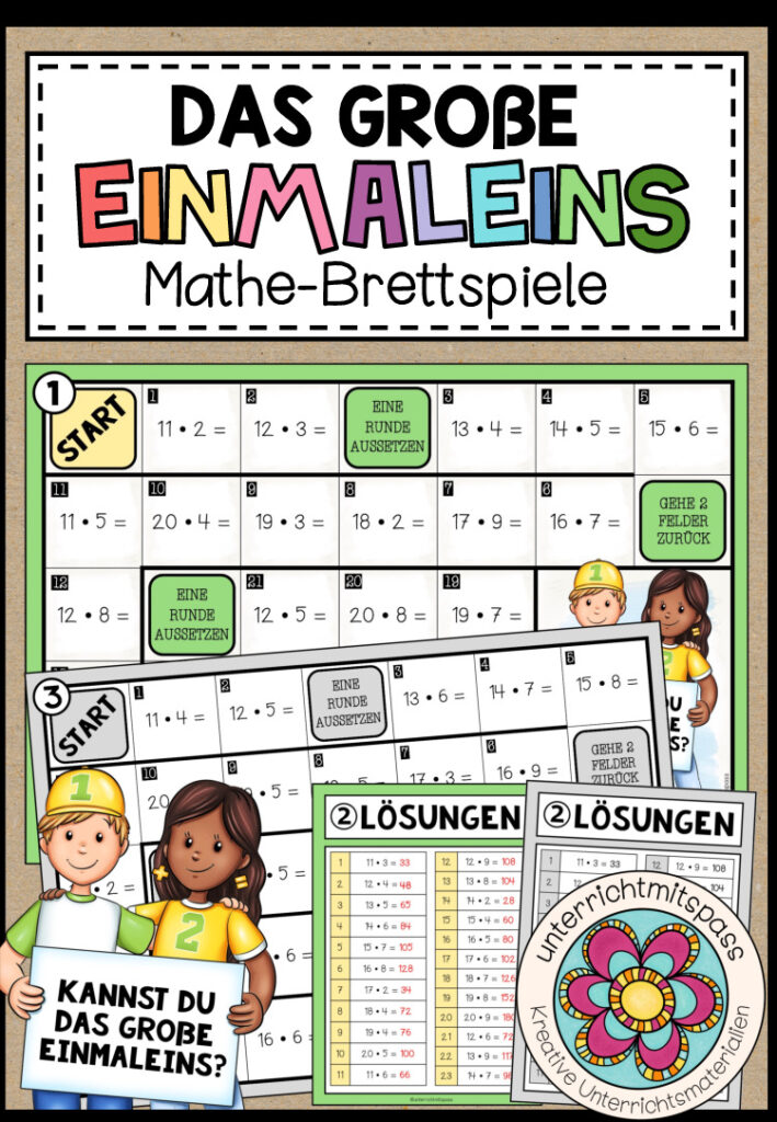 DAS GROßE EINMALEINS – 3 Mathe-Brettspiele
