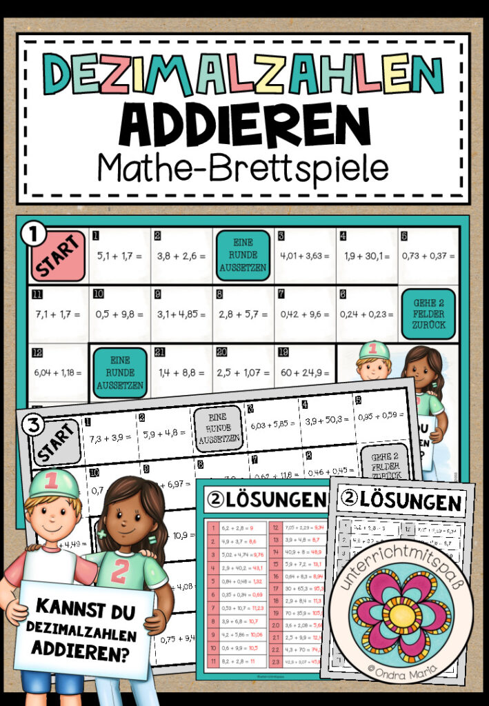 DEZIMALZAHLEN ADDIEREN– 3 Mathe-Brettspiele