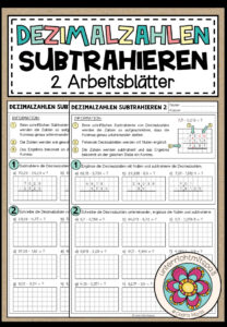 DEZIMALZAHLEN SUBTRAHIEREN – 2 Arbeitsblätter