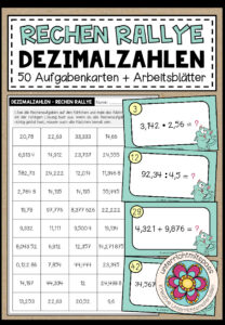 RECHEN RALLYE (Dezimalzahlen) – 50 Kärtchen + Arbeitsblätter