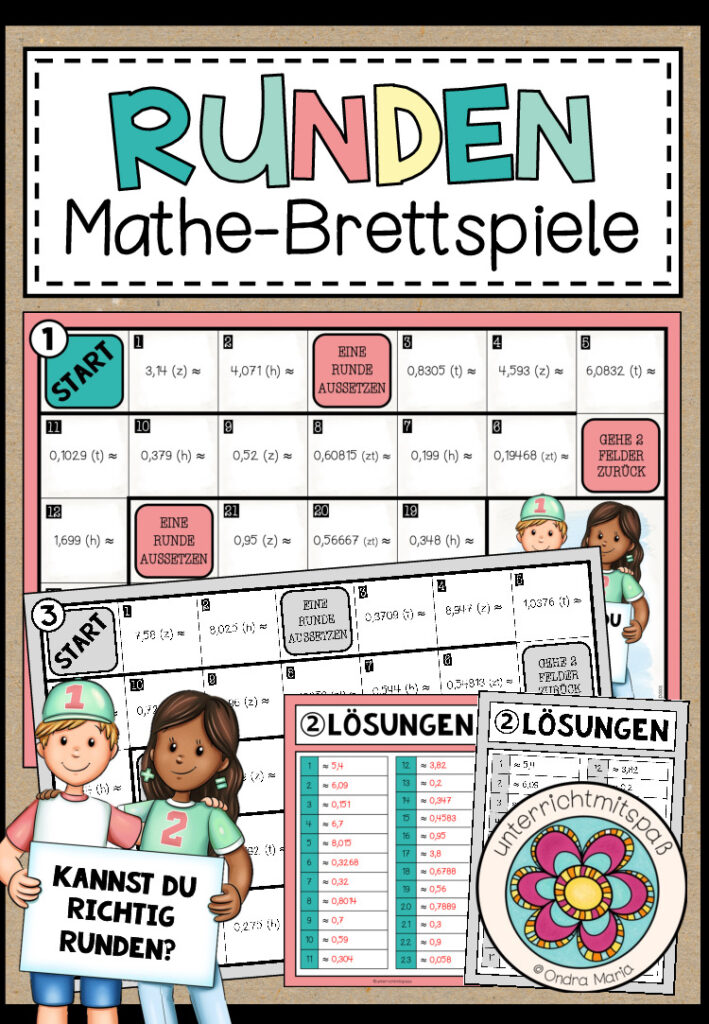 RUNDEN (Dezimalstellen) – 3 Mathe-Brettspiele