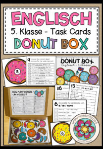ENGLISCH – DONUT BOX (5. Schulstufe) 36 Grammar Aufgabenkarten zum Jahresstoff