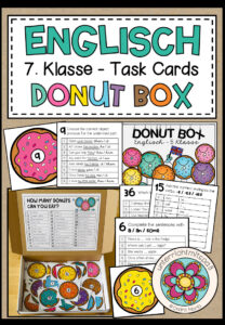 ENGLISCH – DONUT BOX (7. Schulstufe) 36 Grammar Aufgabenkarten zum Jahresstoff