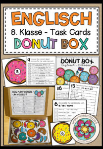 ENGLISCH – DONUT BOX (8. Schulstufe) 36 Grammar Aufgabenkarten zum Jahresstoff