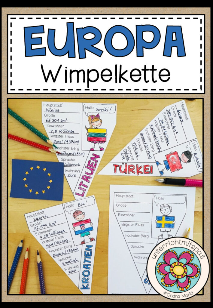 EUROPA – Ländersteckbriefe (Wimpelkette)