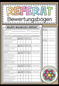 DAS REFERAT – Bewertungsbogen + Feedbackbogen für Schüler*innen (Vortrag/Präsentation)