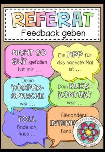 DAS REFERAT – Feedback geben (Kärtchen) Präsentation/Vortrag