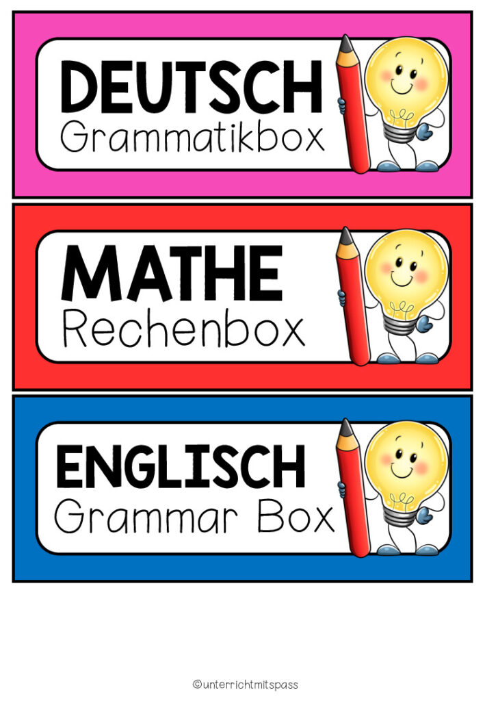 Beschriftung – Boxen (für Lerncenter)