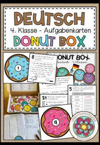 DEUTSCH – DONUT BOX (4. Schulstufe) 36 Aufgabenkärtchen zum Jahresstoff