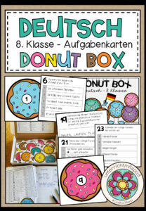 DEUTSCH – DONUT BOX (8. Schulstufe) 36 Aufgabenkarten zum Jahresstoff