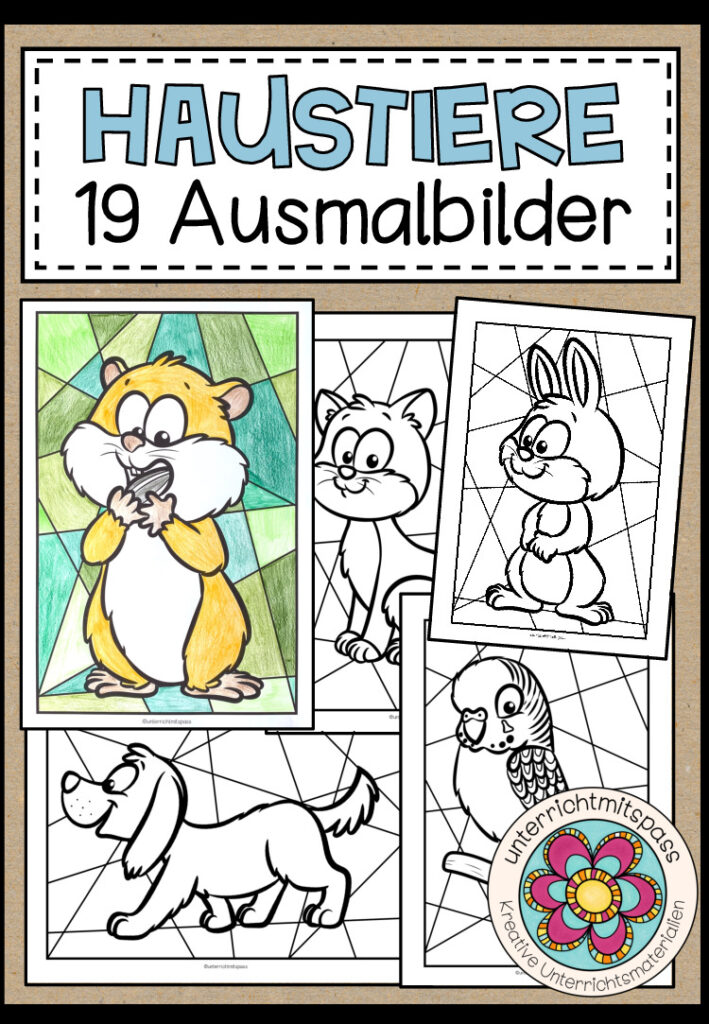 Haustiere – 19 Ausmalbilder