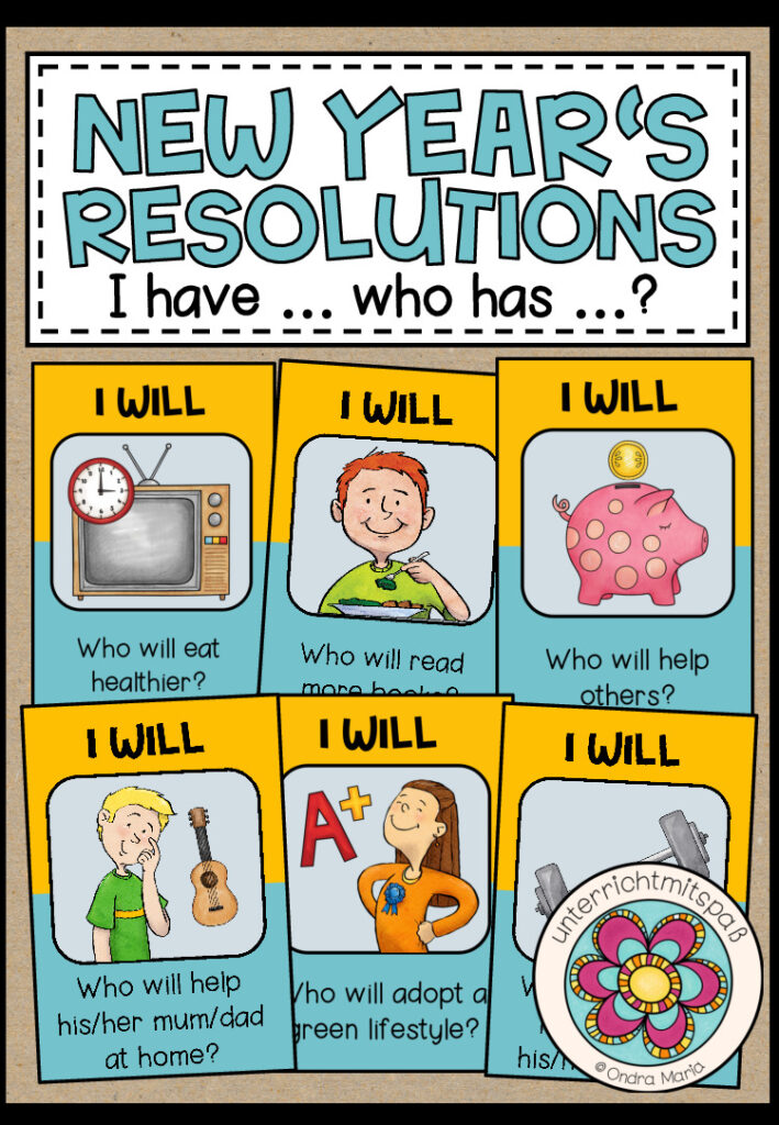 New Year’s Resolutions – I have … who has …? (will future)