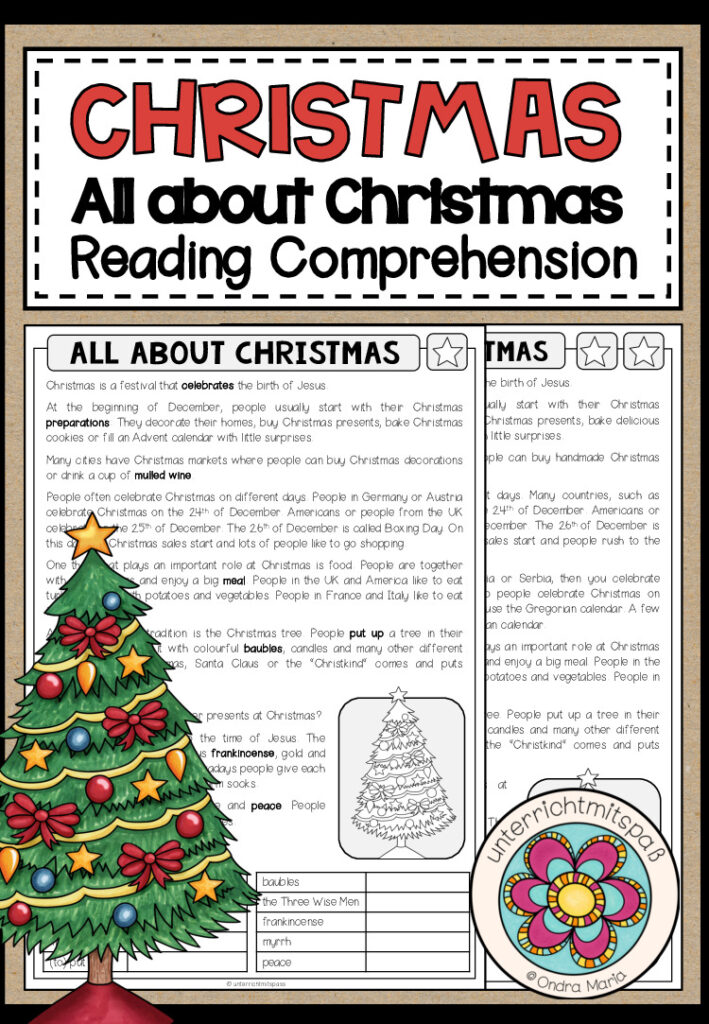 ALL ABOUT CHRISTMAS – Reading Comprehension (2-fach differenziert) + Conversation Strips