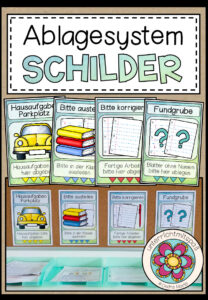 Ablagesystem im Klassenzimmer – Schilder