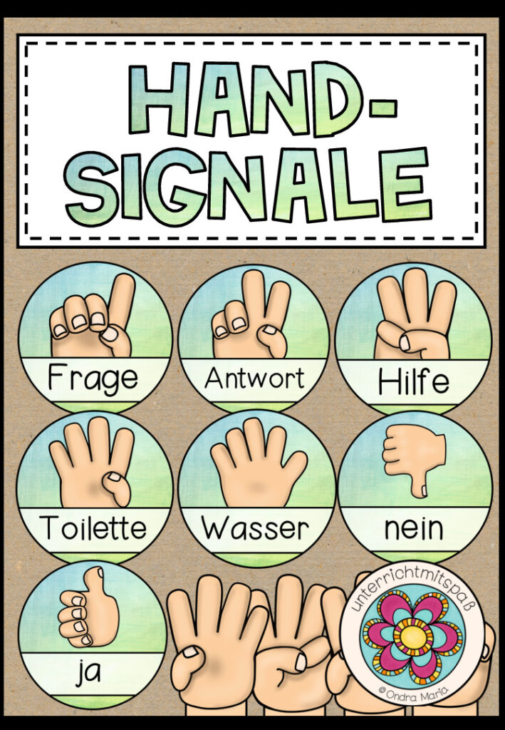 Handsignale – Schilder für das Klassenzimmer (Version 2021)