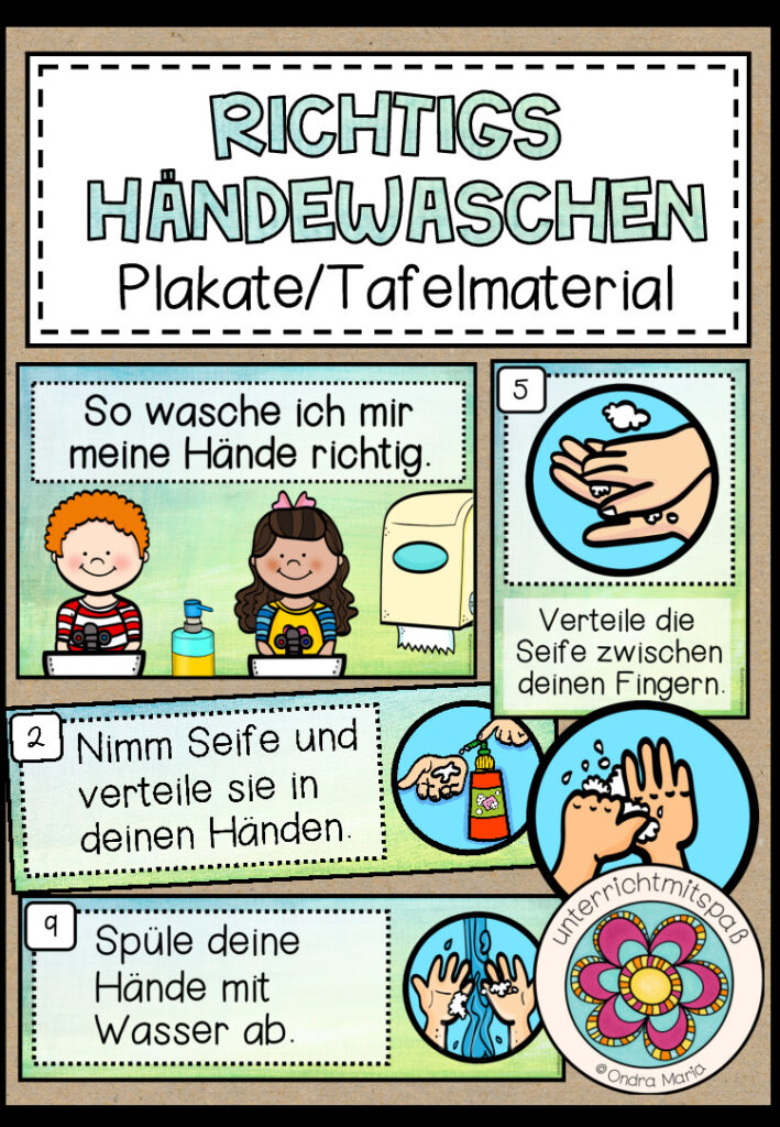 Richtig Händewaschen / Handhygiene (Plakate / Tafelmaterial)