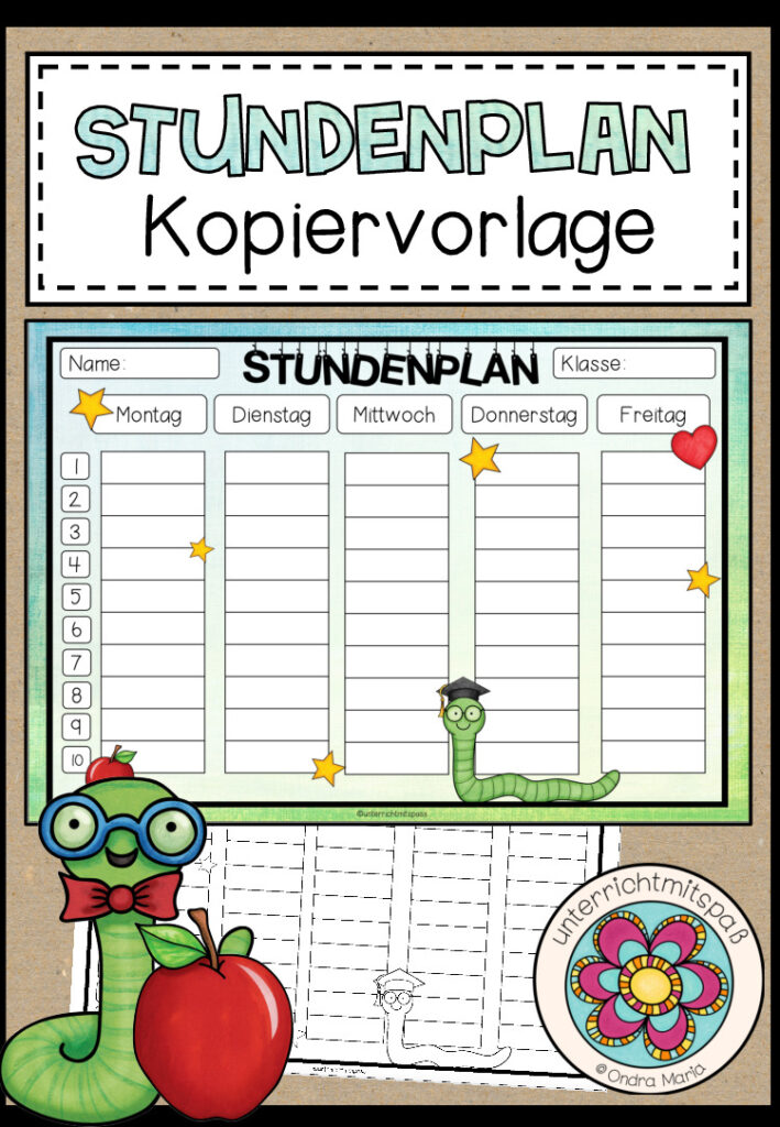 Stundenplan – Kopiervorlage (Version 2021)