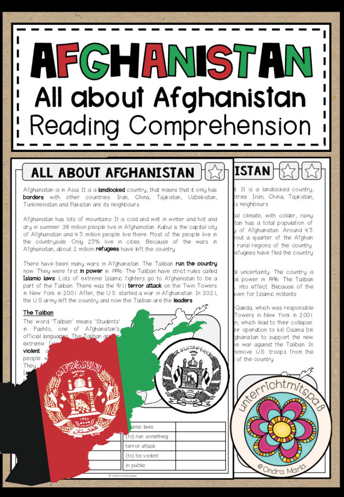 ALL ABOUT AFGHANISTAN – Reading Comprehension (2-fach differenziert + Conversation Strips)