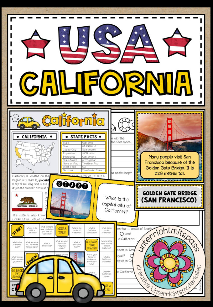 USA – California (Fact Sheets, Worksheets and Games)