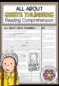 All about GRETA THUNBERG – Reading Comprehension (2-fach differenziert + Conversation Strips)