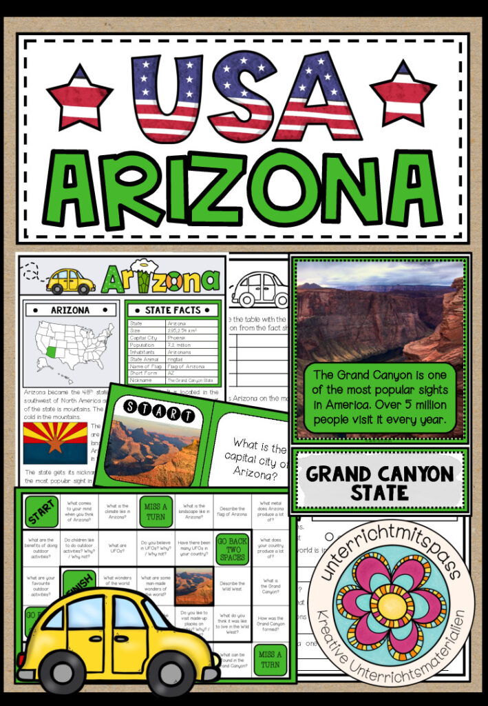 USA – Arizona (Fact Sheets, Worksheets and Games)
