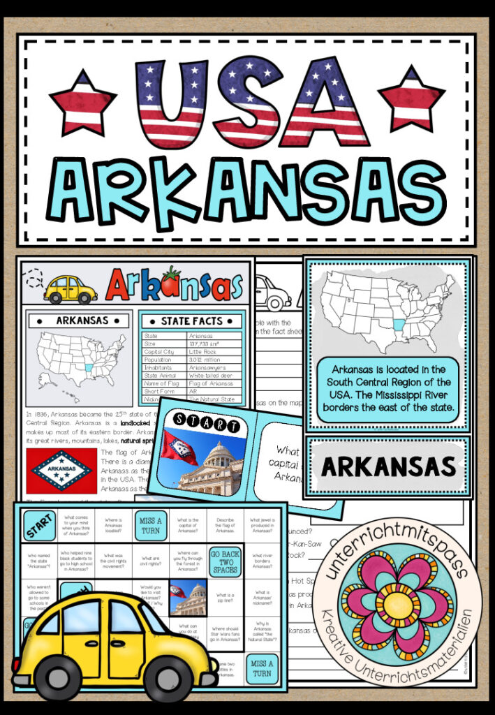 USA – Arkansas (Fact Sheets, Worksheets and Games)