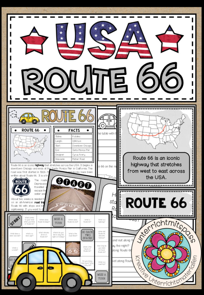 USA – Route 66 (Fact Sheets, Worksheets and Games)