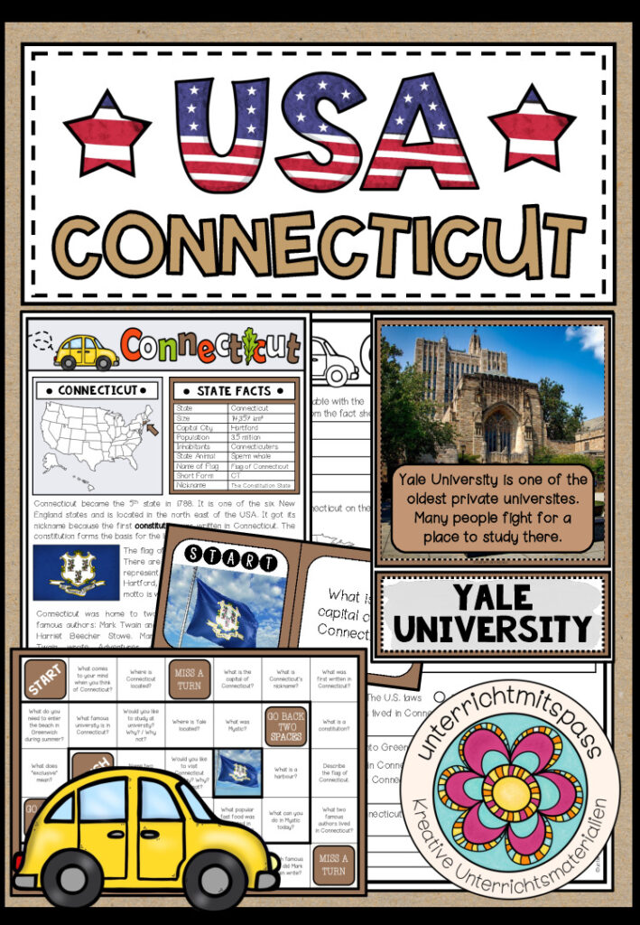 USA – Connecticut (Fact Sheets, Worksheets and Games)