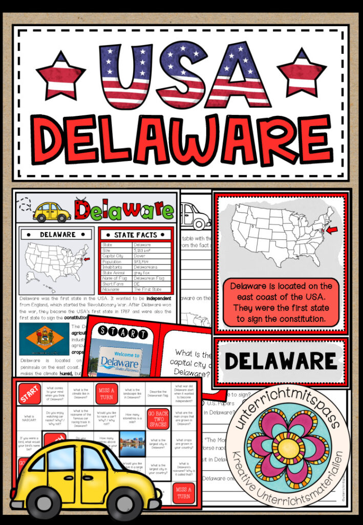 USA – Delaware (Fact Sheets, Worksheets and Games)