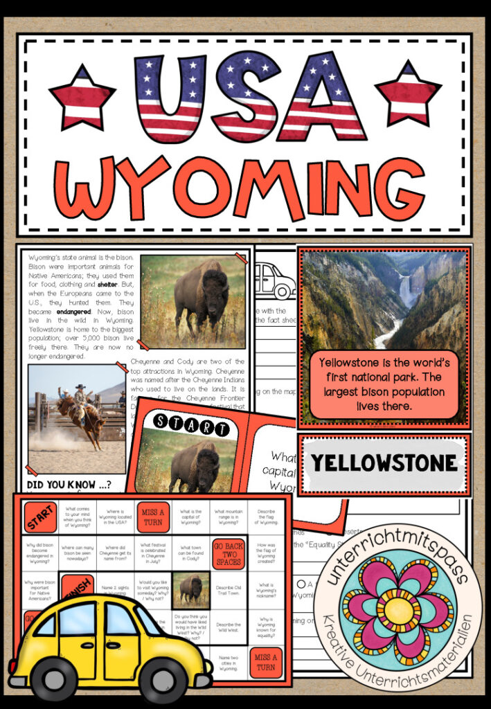 USA – Wyoming (Fact Sheets, Worksheets and Games)