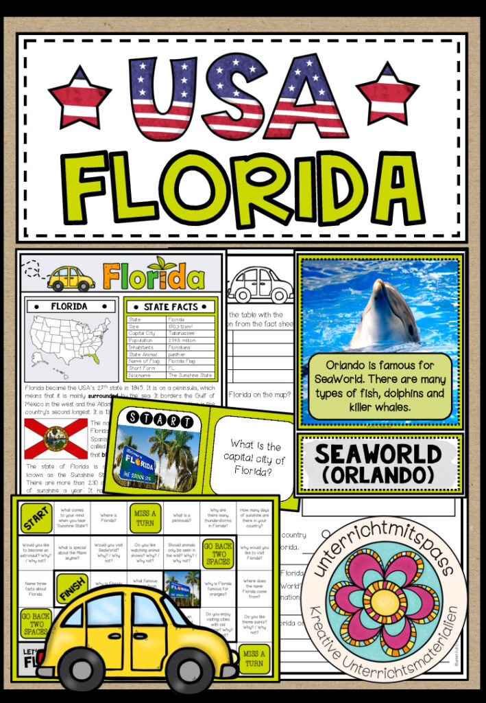 USA – Florida (Fact Sheets, Worksheets and Games)