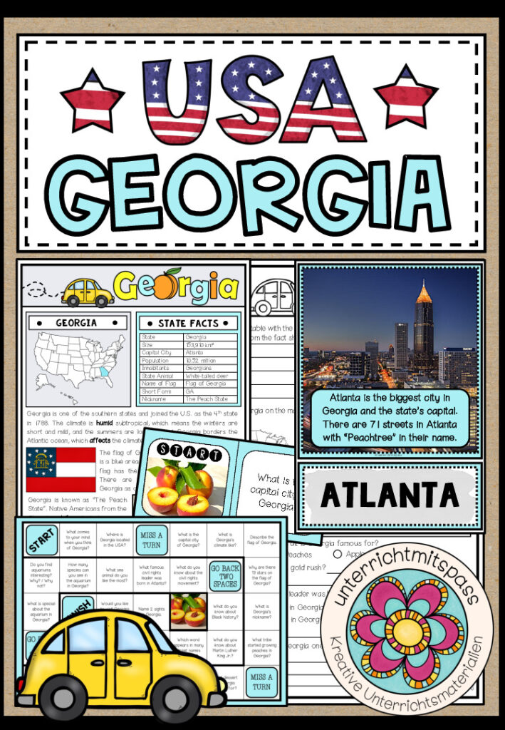 USA – Georgia (Fact Sheets, Worksheets and Games)