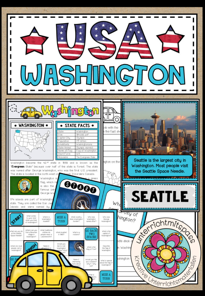 USA – Washington (Fact Sheets, Worksheets and Games)