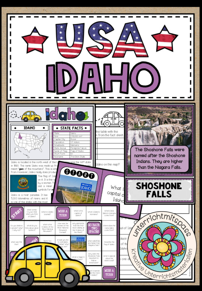 USA – Idaho (Fact Sheets, Worksheets and Games)