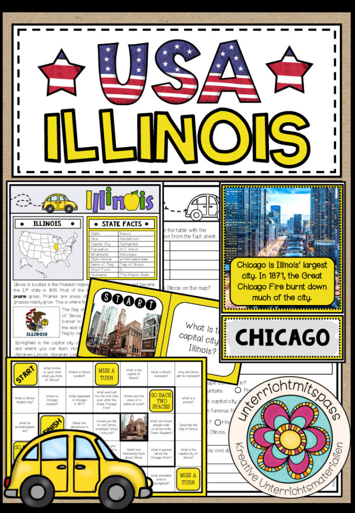USA – Illinois (Fact Sheets, Worksheets and Games)