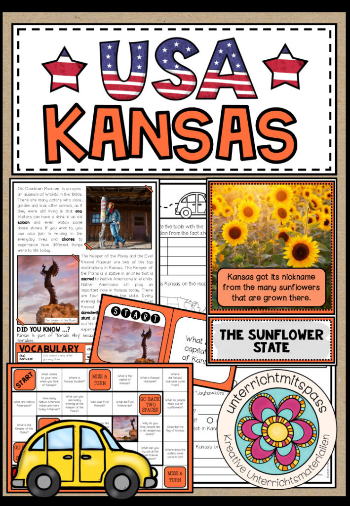 USA – Kansas (Fact Sheets, Worksheets and Games)
