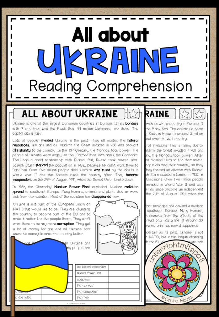 ALL ABOUT UKRAINE – Reading Comprehension (2-fach differenziert + Conversation Strips)