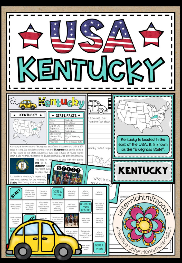 USA – Kentucky (Fact Sheets, Worksheets and Games)