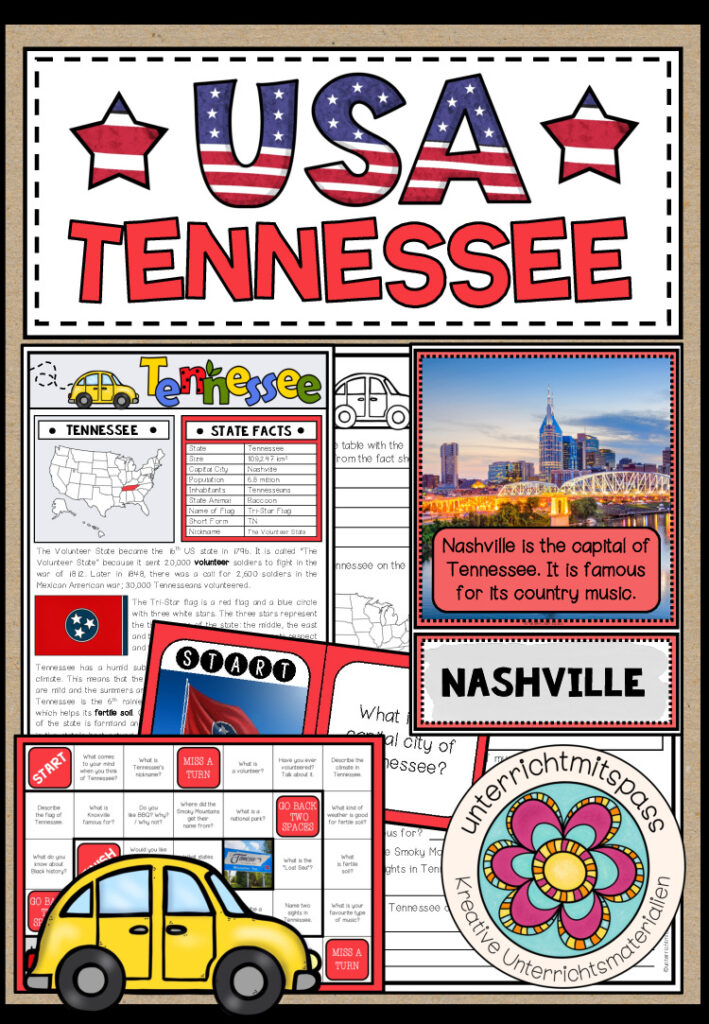 USA – Tennessee (Fact Sheets, Worksheets and Games)