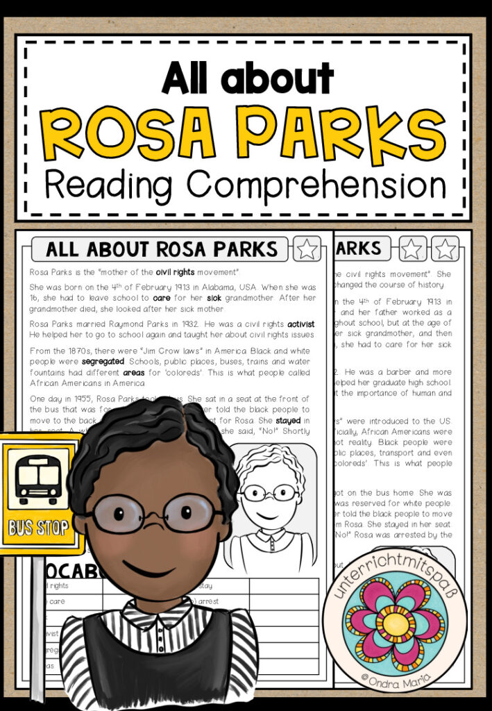 All abut Rosa Parks – Reading Comprehension (2-fach differenziert + Conversation Strips)