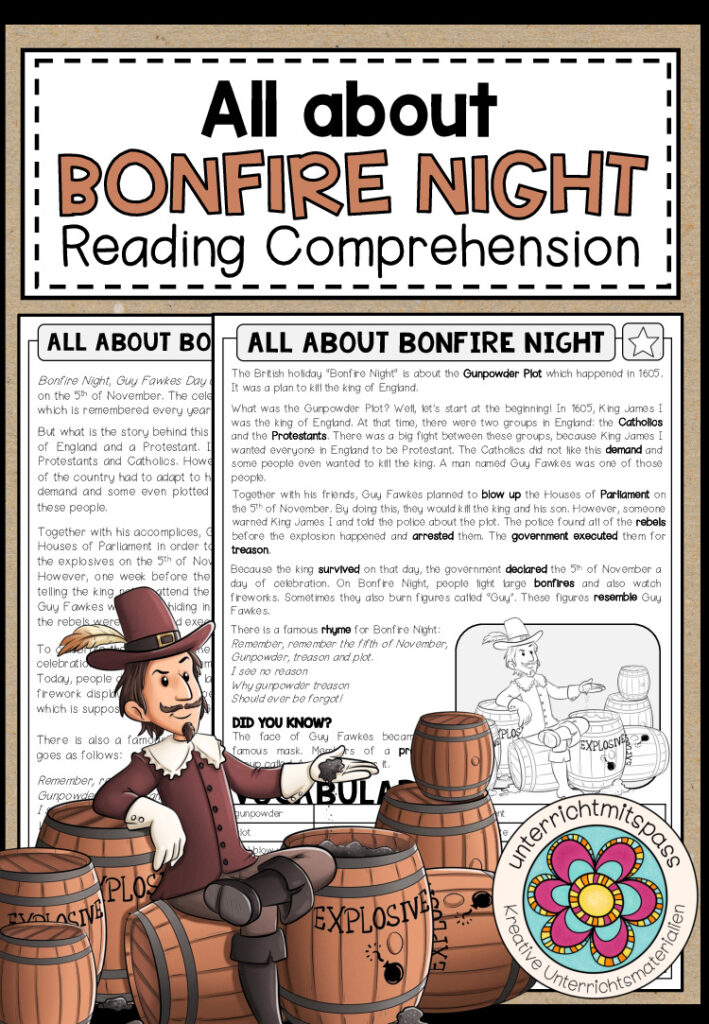 Bonfire Night – Reading Comprehension (2-fach differenziert + Conversation Strips)