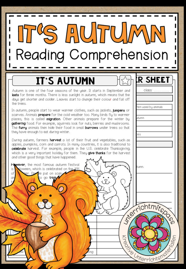 It’s Autumn – Reading Comprehension (2-fach differenziert + Conversation Strips)
