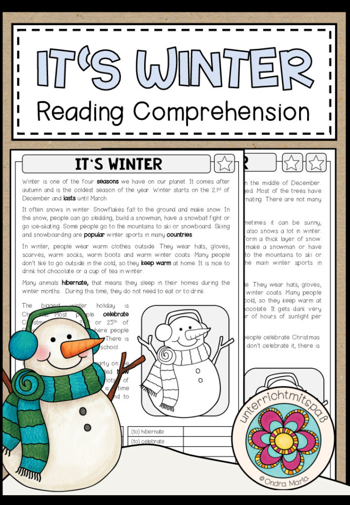 IT’S WINTER – Reading Comprehension (2-fach differenziert + Conversation Strips)